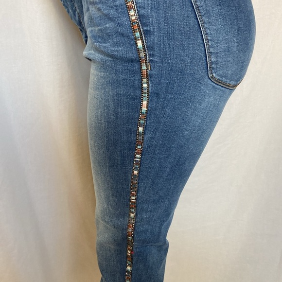 DEMOCRACY Jeans Tummy Control Size 6 Shiny Color Beads Side Stripe Dark Blue - Picture 10 of 12